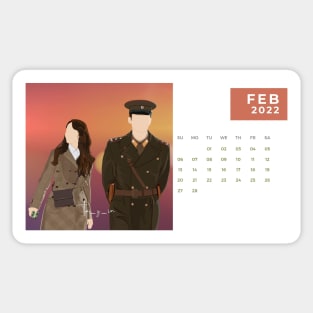 Calendar 2022 February with Korean Dramas Sticker